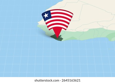 Libéria Localização Destaque no Mapa Africano com Ícone Bandeira. Design detalhado do vetor.