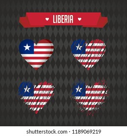 Liberia with love. Design vector broken heart with flag inside.