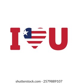 Liberia love heart flag icon