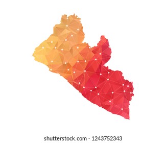 Liberia Map - Abstract geometric rumpled triangular low poly style gradient graphic on white background , line dots polygonal design for your . Vector illustration eps 10.