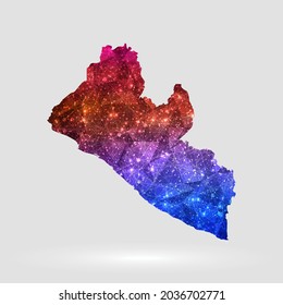 Liberia map background in polygonal style. Vector illustration low poly colorful Liberia map of isolated. Vector EPS 10.
