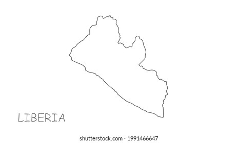 Liberia map black line on white background. Vector illustration.