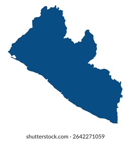 Mapa da Libéria. Mapa da Libéria em cor azul