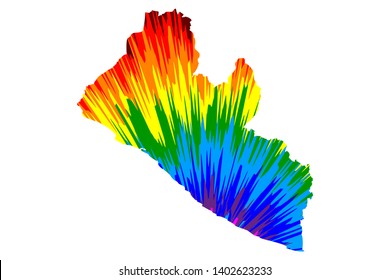 Liberia - map is designed rainbow abstract colorful pattern, Republic of Liberia map made of color explosion,