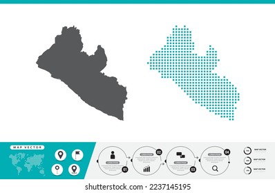 Liberia map of dots gray and green for presentation. Set couple pixel creative concept for infographic.
