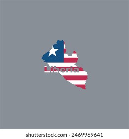 Liberia map and flag color design on gray background