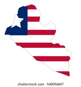 Liberia map and flag in white background