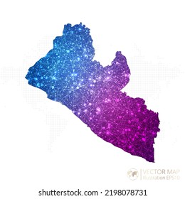 Liberia map in geometric wireframe blue with purple polygonal style gradient graphic on white background. Vector Illustration Eps10.