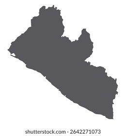 Mapa da Libéria. Mapa da Libéria em cor cinza