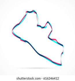 Liberia Map hand drawn with blue and pink highlighters, isolated on a blank background.
Vector illustration, easy to edit, manipulate, resize or colorize.