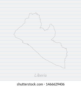 Liberia map hand drawn gray outline on notebook background. Vector Illustration EPS10.