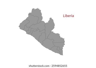 Liberia map isolated on white background. Map silhouette of Liberia. For website layouts, background, education, precise, customizable. Earth geography.