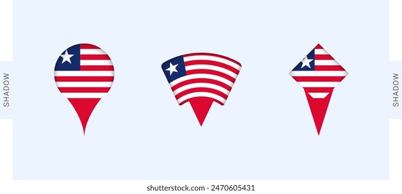 Liberia Map Markers Set. Perfect for projects related to Liberia, travel, geography, and international representation. Vector collection.