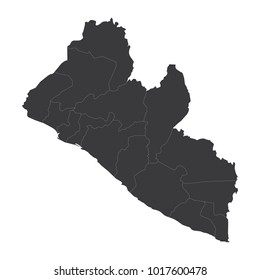 Liberia map on white background vector, Liberia Map Outline Shape Black on White Vector Illustration, High detailed black illustration map -Liberia.
