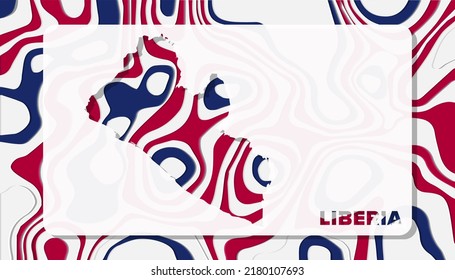 Mapa de Liberia con forma de fondo de ondas de corte de papel perfecta para tarjeta de felicitación, papel tapiz de escritorio y pancarta