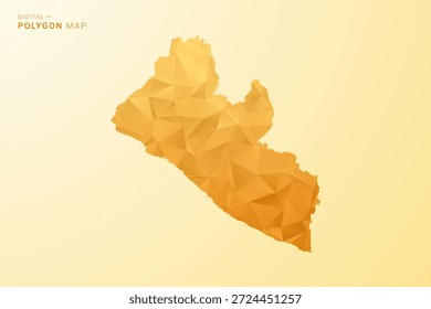 Mapa de Liberia - Ilustración vectorial de estilo polígono en diseño geométrico de bajo poli amarillo y naranja, silueta mínima moderna, aislada para infografía.