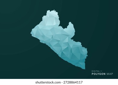 Mapa de Liberia - Ilustración vectorial de estilo polígono en diseño geométrico de bajo poli verde y azul, silueta mínima limpia para infografía.