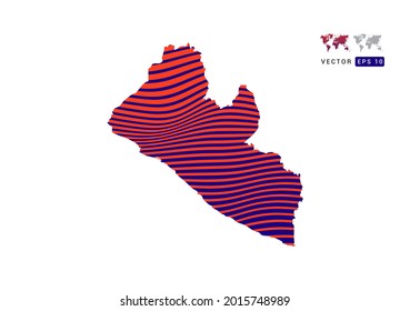 Liberia map red and blue of abstract with dynamic waves vector.