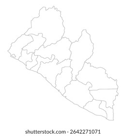 Mapa da Libéria no administrador da região. Mapa do administrador da região da Libéria em branco