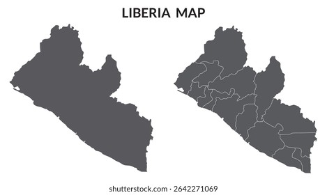 Liberia map in set. Map of Liberia in grey set