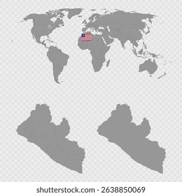 Liberia Map Set with World Location.