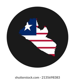Liberia map silhouette with flag on black background