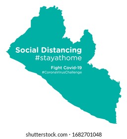 Liberia map with Social Distancing stay at home tag