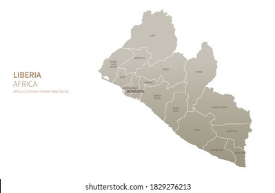 Mapa de Liberia. mapa vectorial de los países africanos.
