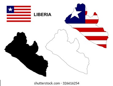 Liberia map vector, Liberia flag vector, isolated Liberia