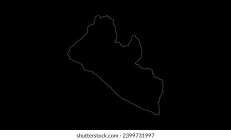 Liberia map vector illustration. Drawing with a white line on a black background.