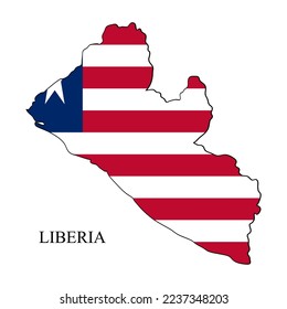 Ilustración del vector del mapa de Liberia. Economía global. País famoso. África Occidental. África.