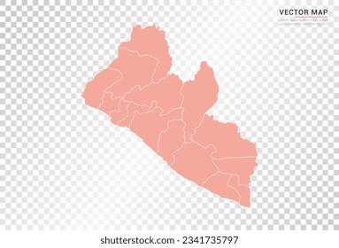 Liberia Karte Vektororangefarben auf transparentem Hintergrund.
