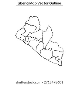 Liberia Map Vector Outline Editable Country Silhouette 