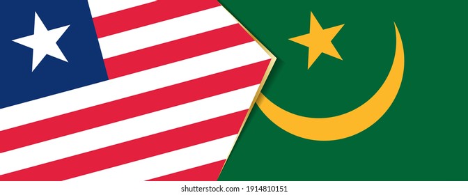 Liberia and Mauritania flags, two vector flags symbol of relationship or confrontation.