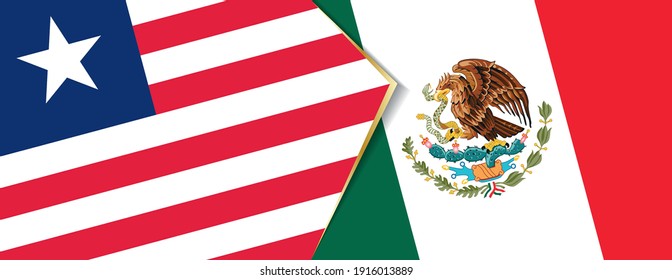 Banderas de Liberia y México, dos banderas vectoriales símbolo de relación o enfrentamiento.