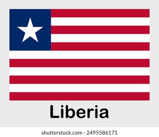 Liberia national flag. Banner, state symbol, flagpole.