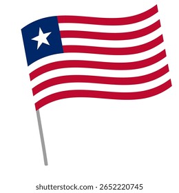 Bandeira nacional da Libéria vibra com mastro