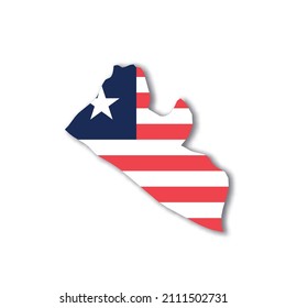 Liberia national flag in a shape of country map