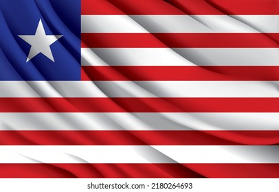 Liberia national flag waving realistic vector illustration