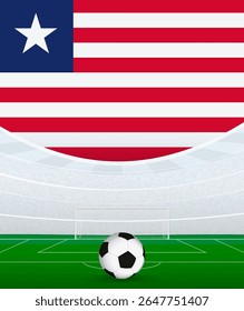 Liberia National Football Theme, Stadium and Soccer Ball. Soccer Match Concept in Liberia. Ideal for use in sports event promotions, football themed designs, and tournament advertisements.