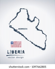 Liberia national vector drawing map on white background