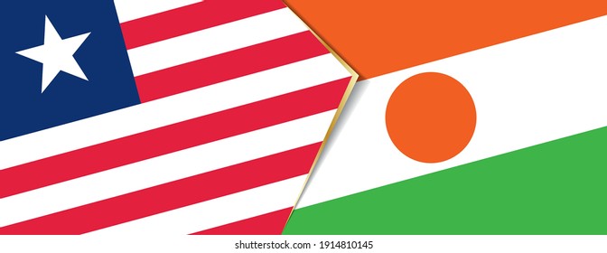 Liberia und Niger Flaggen, zwei Vektorflaggen Symbol für Beziehung oder Konfrontation.