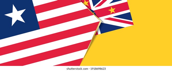 Liberia and Niue flags, two vector flags symbol of relationship or confrontation.