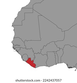 Liberia en el mapa del mundo. Ilustración vectorial.