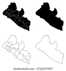 Conjunto de mapas de contorno y relleno sólido de Liberia.