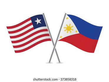 Liberia Philippines Crossed Flags Liberian Philippine Stock Vector ...