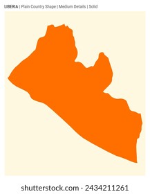 Liberia plain country map. Medium Details. Solid style. Shape of Liberia. Vector illustration.