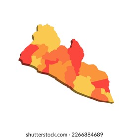 Liberia political map of administrative divisions - counties. Map with labels.