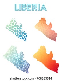 Liberia polygonal map. Mosaic style maps collection. Bright abstract tessellation, geometric, low poly, modern design. Liberia polygonal maps for infographics or presentation.