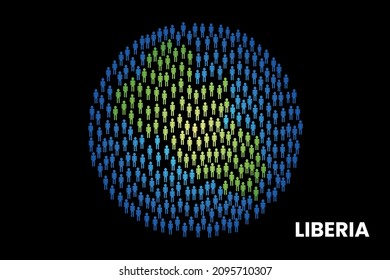 Liberia population people map in globe vector illustration design